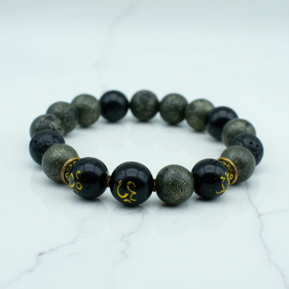 Raw Pyrite with Om Bead