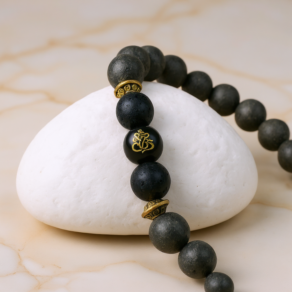 Raw Pyrite with Ganesh Bead