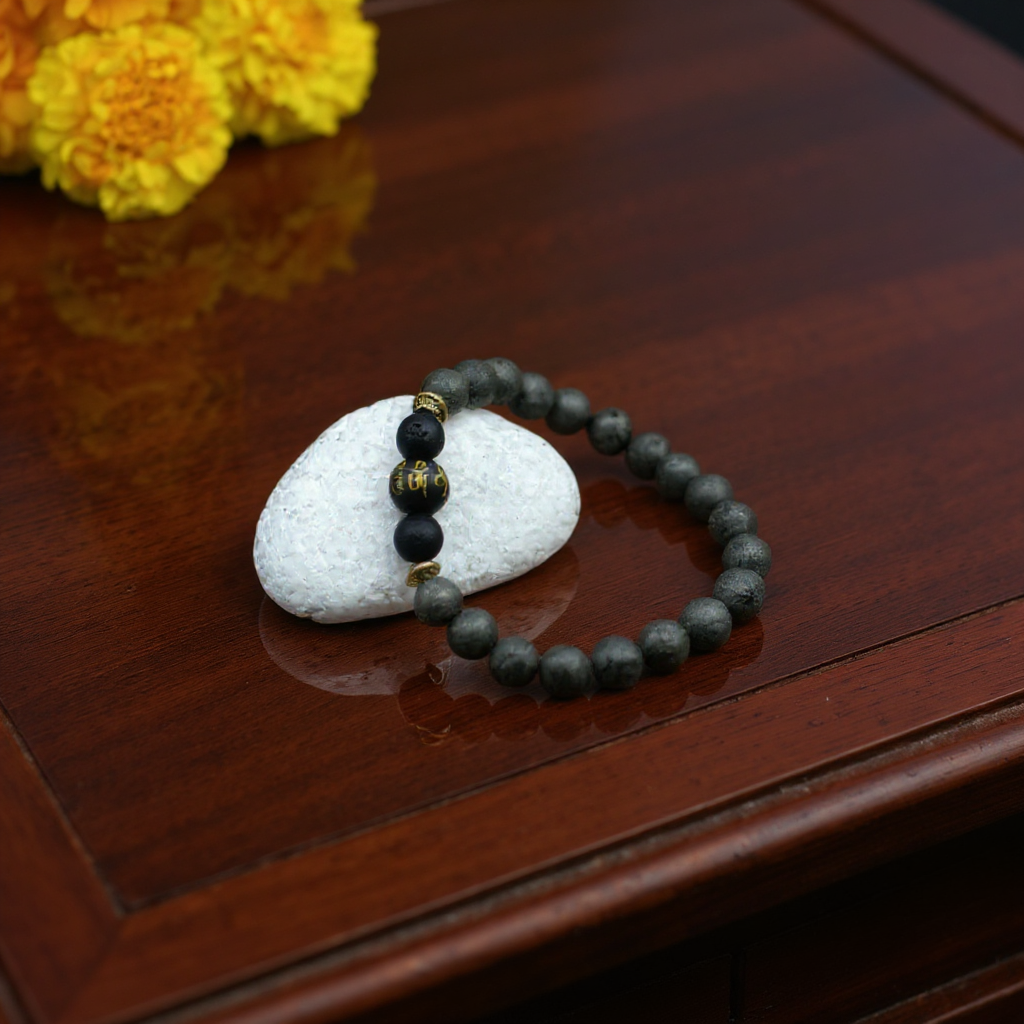 Raw Pyrite with Buddha Mantra