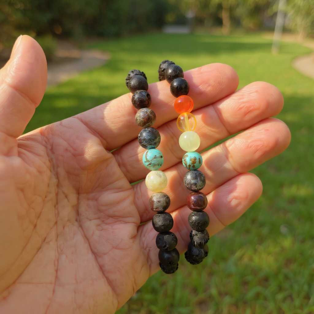 7 Chakra Lava Bracelet
