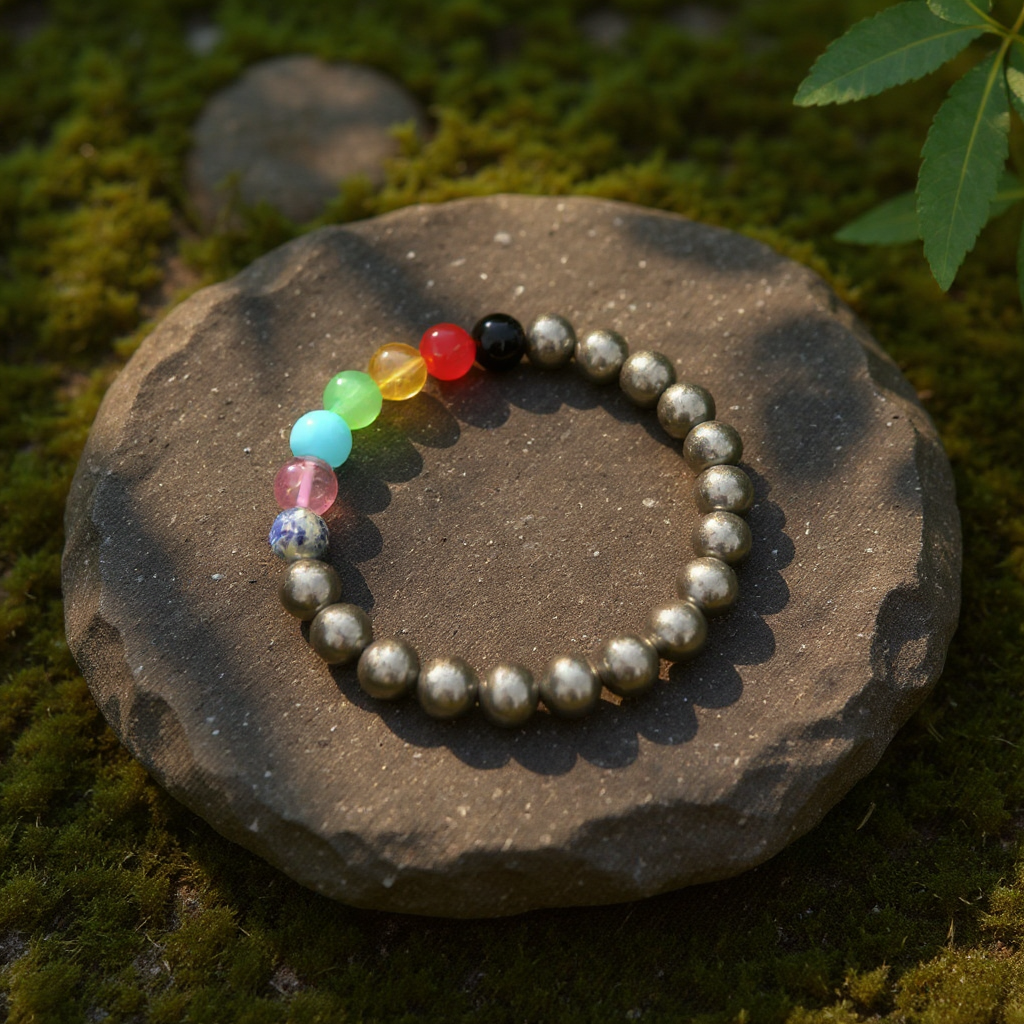 7 chakra with Pyrite