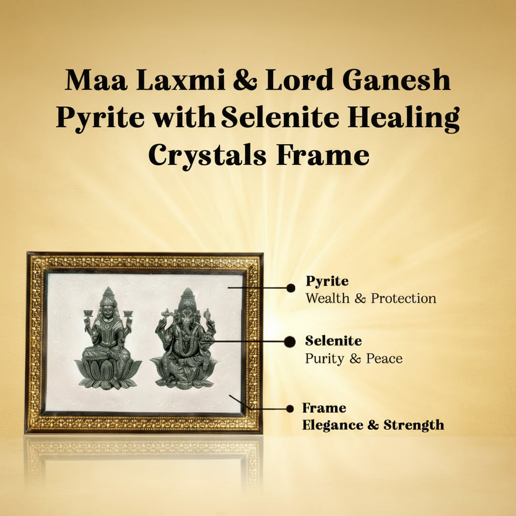 Lakshmi Ganesh Ji Shakti Frame on Selenite Plate